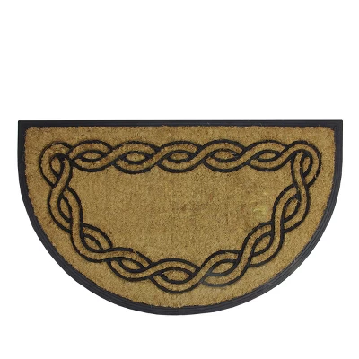 Northlight Black And Brown Swirl Half Round Doormat 17" X 29" 1 Northlight Black And Brown Swirl Half Round Doormat 17" X 29"