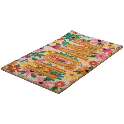 Northlight Pink And Orange Floral "Home" Outdoor Natural Coir Doormat 18" X 30" 4 Northlight Pink And Orange Floral "Home" Outdoor Natural Coir Doormat 18" X 30" - Image 4