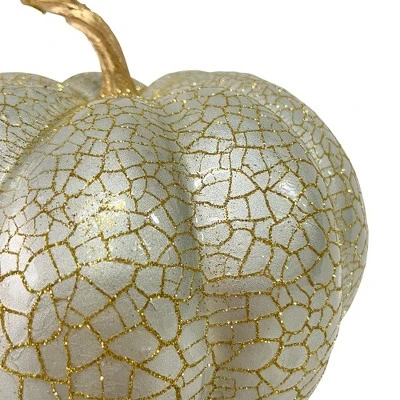 Northlight 9" Champagne Gold Crackled Fall Harvest Pumpkin Decoration 2 Northlight 9" Champagne Gold Crackled Fall Harvest Pumpkin Decoration - Image 2
