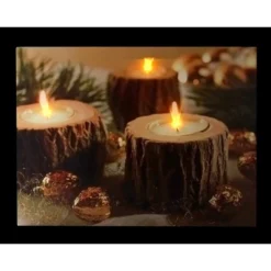 Northlight 15.75" LED Flickering Rustic Lodge Woodland Candles Canvas Wall Art