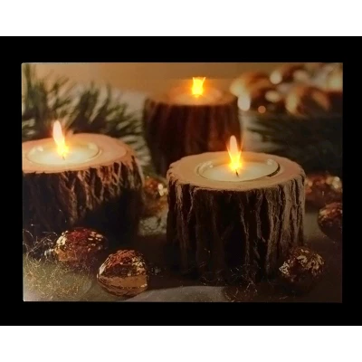 Northlight 15.75" LED Flickering Rustic Lodge Woodland Candles Canvas Wall Art 1 Northlight 15.75" LED Flickering Rustic Lodge Woodland Candles Canvas Wall Art