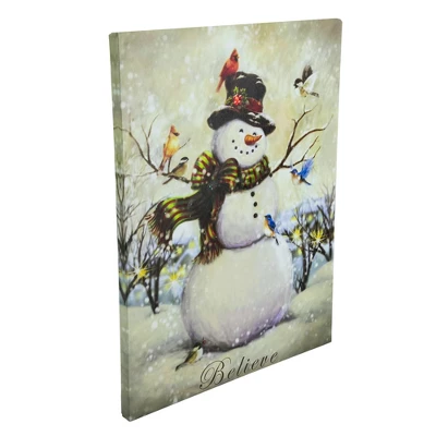 Northlight LED Lighted Snowman And Bird Friends Christmas Canvas Wall Art 15.75" X 11.75" 3 Northlight LED Lighted Snowman And Bird Friends Christmas Canvas Wall Art 15.75" X 11.75" - Image 3