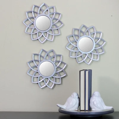 Northlight Set Of 3 Matte Silver Arched Floral Mirrors Wall Decor 10" 1 Northlight Set Of 3 Matte Silver Arched Floral Mirrors Wall Decor 10"