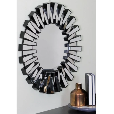 Northlight 25.5" Round Matte Black Aztec Sunburst Wall Mirror 2 Northlight 25.5" Round Matte Black Aztec Sunburst Wall Mirror - Image 2