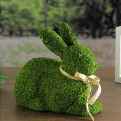 Northlight 11" Moss Sitting Bunny Rabbit Spring Easter Figure - Green/Tan 3 Northlight 11" Moss Sitting Bunny Rabbit Spring Easter Figure - Green/Tan - Image 3