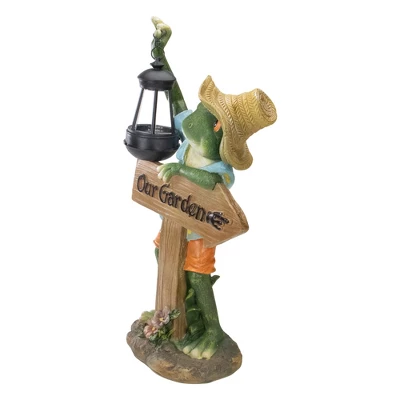 Northlight 18-Inch Country Frog With Lantern Outdoor Garden Statue 2 Northlight 18-Inch Country Frog With Lantern Outdoor Garden Statue - Image 2
