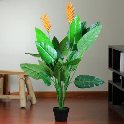 Northlight 50" Green And Orange Artificial Bird Of Paradise Plant In A Black Pot 1 Northlight 50" Green And Orange Artificial Bird Of Paradise Plant In A Black Pot