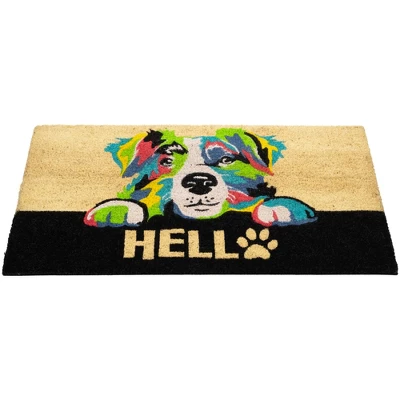 Northlight Ivory And Black "Hello" Multicolor Dog Outdoor Coir Doormat 18" X 30" 3 Northlight Ivory And Black "Hello" Multicolor Dog Outdoor Coir Doormat 18" X 30" - Image 3