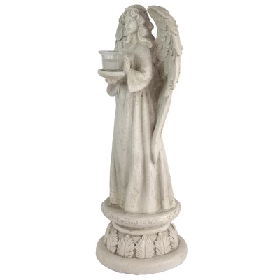 Northlight 22.5" Standing Religious Angel With Bird Bath Votive Candle Holder Outdoor Patio Garden Statue - Gray 4 Northlight 22.5" Standing Religious Angel With Bird Bath Votive Candle Holder Outdoor Patio Garden Statue - Gray - Image 4
