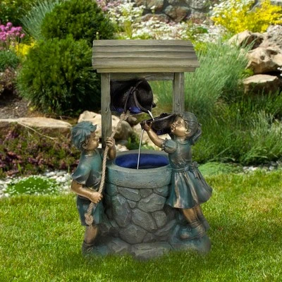 Northlight 35" LED Boy And Girl At A Wishing Well Water Fountain 1 Northlight 35" LED Boy And Girl At A Wishing Well Water Fountain