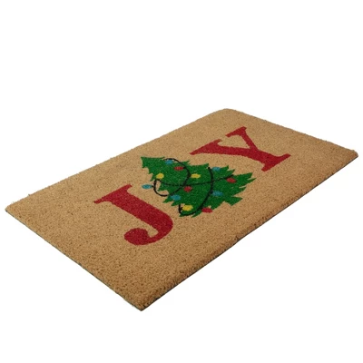 Northlight Natural Coir "Joy" Christmas Tree Doormat 18" X 30" 2 Northlight Natural Coir "Joy" Christmas Tree Doormat 18" X 30" - Image 2