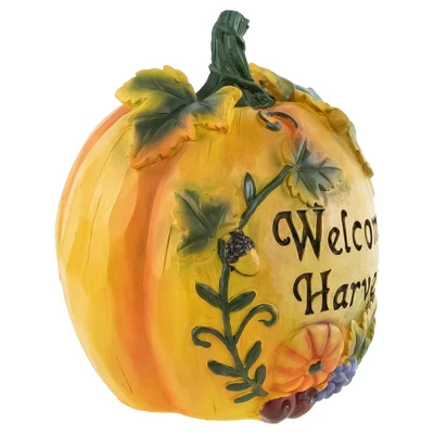 Northlight 7" Orange "Welcome Harvest" Pumpkin Fall Tabletop Decoration 5 Northlight 7" Orange "Welcome Harvest" Pumpkin Fall Tabletop Decoration - Image 5