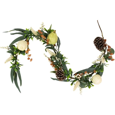 Northlight 5' X 6" Green Gourds And Foliage Artificial Fall Harvest Garland - Unlit 7 Northlight 5' X 6" Green Gourds And Foliage Artificial Fall Harvest Garland - Unlit - Image 7