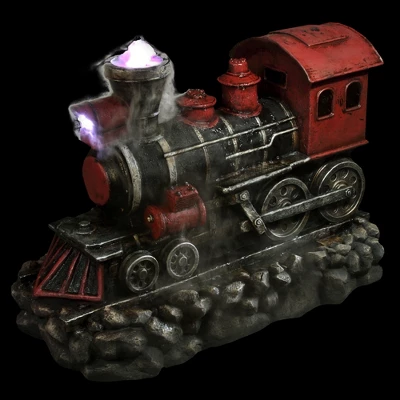 Northlight 38" Prelit LED Vintage Locomotive Train Outdoor Patio Garden Water Fountain - Red/Black 3 Northlight 38" Prelit LED Vintage Locomotive Train Outdoor Patio Garden Water Fountain - Red/Black - Image 3