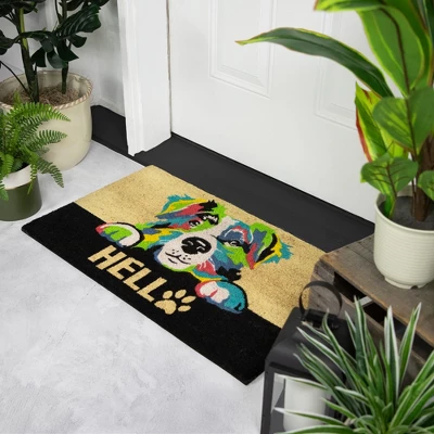 Northlight Ivory And Black "Hello" Multicolor Dog Outdoor Coir Doormat 18" X 30" 2 Northlight Ivory And Black "Hello" Multicolor Dog Outdoor Coir Doormat 18" X 30" - Image 2