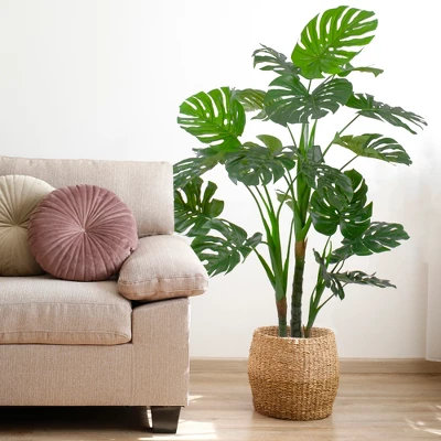 Northlight 5' Potted Wide Leaf Green Monstera Artificial Floor Plant 1 Northlight 5' Potted Wide Leaf Green Monstera Artificial Floor Plant