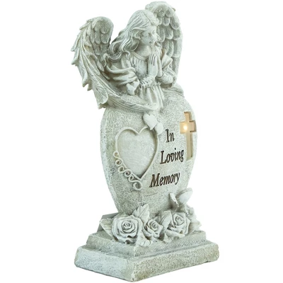 Northlight 10" Solar LED Lighted Praying Angel "In Loving Memory" Outdoor Garden Statue 2 Northlight 10" Solar LED Lighted Praying Angel "In Loving Memory" Outdoor Garden Statue - Image 2