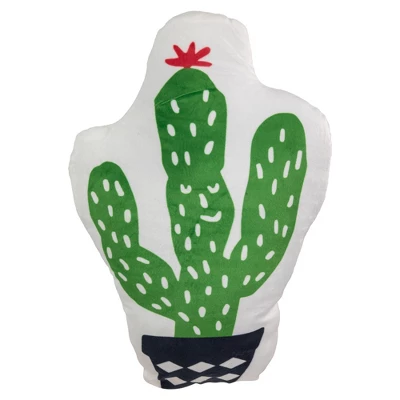Northlight 18.5" Cactus Shaped Plush Fleece Indoor Throw Pillow - Green/White 3 Northlight 18.5" Cactus Shaped Plush Fleece Indoor Throw Pillow - Green/White - Image 3