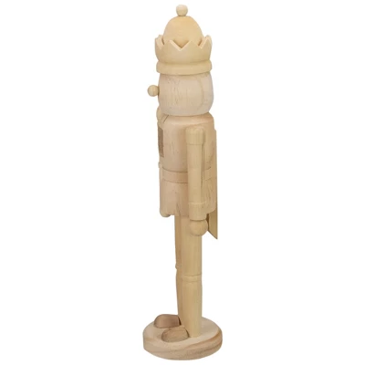 Northlight 14.75" Unfinished Paintable Wooden Christmas Nutcracker With A Crown 2 Northlight 14.75" Unfinished Paintable Wooden Christmas Nutcracker With A Crown - Image 2
