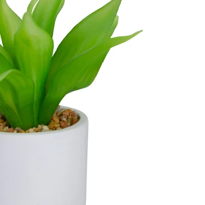 Northlight 8" Green Artificial Aloe Plant In A White Pot 3 Northlight 8" Green Artificial Aloe Plant In A White Pot - Image 3