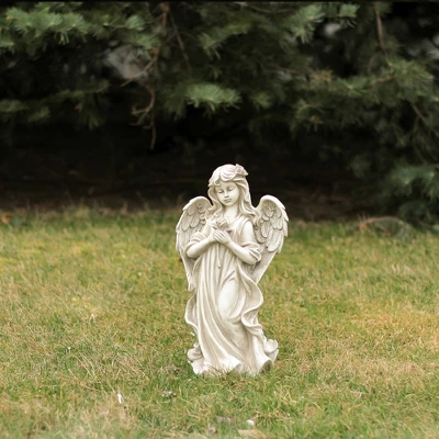 Northlight 17" Peaceful Angel Holding A Rose Outdoor Garden Statue 1 Northlight 17" Peaceful Angel Holding A Rose Outdoor Garden Statue