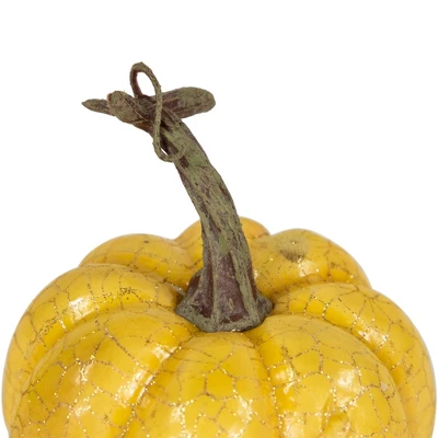 Northlight Set Of 3 Orange, Yellow And Brown Crackle Finish Fall Harvest Pumpkins 4" 4 Northlight Set Of 3 Orange, Yellow And Brown Crackle Finish Fall Harvest Pumpkins 4" - Image 4