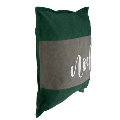 Northlight 18" Green And Brown Suede "Noel" Christmas Throw Pillow 2 Northlight 18" Green And Brown Suede "Noel" Christmas Throw Pillow - Image 2