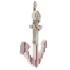 Northlight 16" Red And White Striped Nautical Hanging Anchor With Rope Wall Art