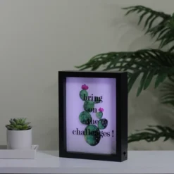 Northlight LED Lighted 'Bring On The Challenges' Cactus Framed Light Box 9" X 7" -Northlight Décor Sales GUEST 441ed916 2e64 4e4f b862 3bc430e443cc