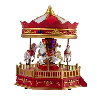 Northlight 9.25" LED Lighted Animated And Musical Carousel Christmas Village Display Piece 4 Northlight 9.25" LED Lighted Animated And Musical Carousel Christmas Village Display Piece - Image 4