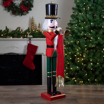 Northlight 36" Red And Green Christmas Nutcracker Soldier With Horn 1 Northlight 36" Red And Green Christmas Nutcracker Soldier With Horn