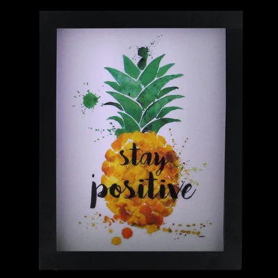 Northlight 9” LED Lighted 'Stay Positive' Pineapple Framed Light Box 2 Northlight 9” LED Lighted 'Stay Positive' Pineapple Framed Light Box - Image 2