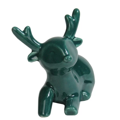 Northlight 3.5" Petite Green Ceramic Christmas Deer Tabletop Decoration 1 Northlight 3.5" Petite Green Ceramic Christmas Deer Tabletop Decoration