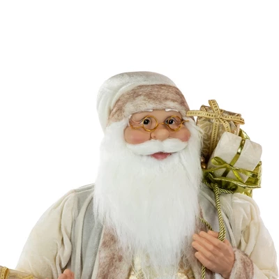 Northlight 36" Winter White And Ivory Santa Claus With Gift Bag Christmas Figure 4 Northlight 36" Winter White And Ivory Santa Claus With Gift Bag Christmas Figure - Image 4