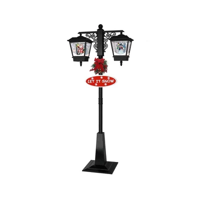 Northlight 74" Lighted Musical Snowing Santa And Snowman Double Christmas Street Lamp 2 Northlight 74" Lighted Musical Snowing Santa And Snowman Double Christmas Street Lamp - Image 2