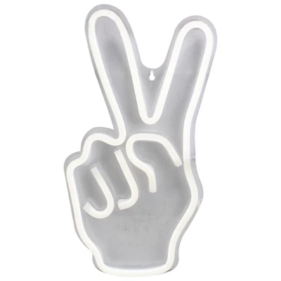Northlight 15” Bright White Neon Style Peace Fingers LED Lighted Wall Sign 1 Northlight 15” Bright White Neon Style Peace Fingers LED Lighted Wall Sign