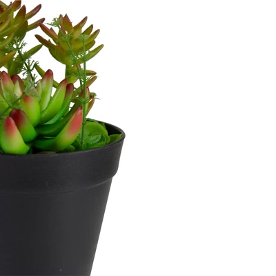 Northlight 8" Mixed Succulent Artificial Plant Arrangement In Pot - Green/Red 2 Northlight 8" Mixed Succulent Artificial Plant Arrangement In Pot - Green/Red - Image 2