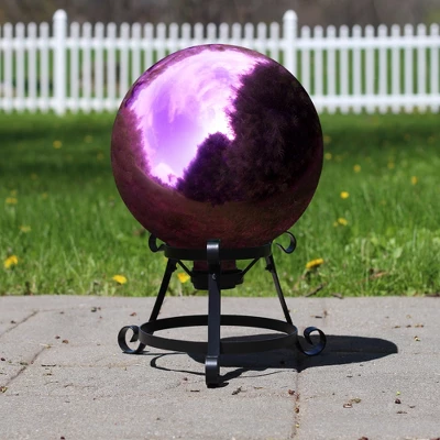 Northlight 10" Mirrored Burgundy Outdoor Patio Garden Gazing Ball 2 Northlight 10" Mirrored Burgundy Outdoor Patio Garden Gazing Ball - Image 2