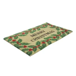 Northlight Natural Coir Holly Berries "Merry Christmas" Doormat 18" X 30"