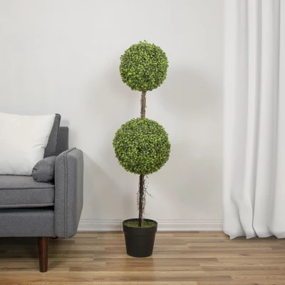 Northlight 4' Unlit Artificial Potted Two Tone Green Double Ball Boxwood Topiary Garden Tree 1 Northlight 4' Unlit Artificial Potted Two Tone Green Double Ball Boxwood Topiary Garden Tree