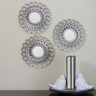 Northlight Set Of 3 Round Gray Cascading Angular Orbs Mirrors 10" 1 Northlight Set Of 3 Round Gray Cascading Angular Orbs Mirrors 10"