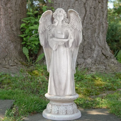 Northlight 22.5" Standing Religious Angel With Bird Bath Votive Candle Holder Outdoor Patio Garden Statue - Gray 1 Northlight 22.5" Standing Religious Angel With Bird Bath Votive Candle Holder Outdoor Patio Garden Statue - Gray