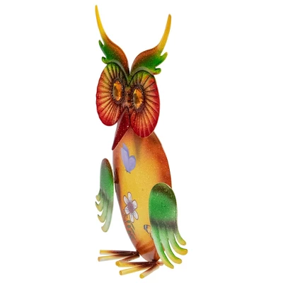 Northlight 11" Orange And Green Metal Owl Outdoor Decoration 3 Northlight 11" Orange And Green Metal Owl Outdoor Decoration - Image 3