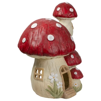 Northlight 18" Red And Beige Mushroom House Outdoor Garden Statue 2 Northlight 18" Red And Beige Mushroom House Outdoor Garden Statue - Image 2
