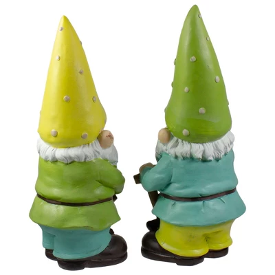 Northlight Set Of 2 Green And Yellow Gnome Outdoor Garden Statues 12.25" 4 Northlight Set Of 2 Green And Yellow Gnome Outdoor Garden Statues 12.25" - Image 4