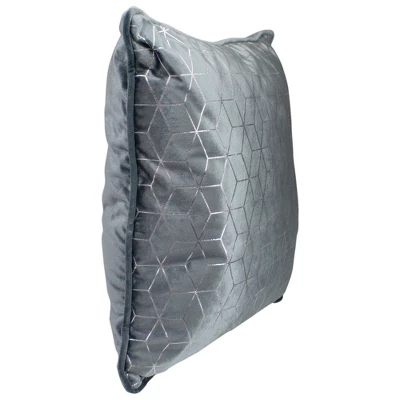 Northlight 19" Gray And Silver Velvet Throw Pillow With Geometric Design 1 Northlight 19" Gray And Silver Velvet Throw Pillow With Geometric Design