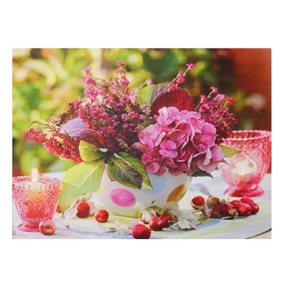 Northlight LED Lighted Candles And Pink Floral Arrangement With Berries Canvas Wall Art 11.75" X 15.75" 1 Northlight LED Lighted Candles And Pink Floral Arrangement With Berries Canvas Wall Art 11.75" X 15.75"