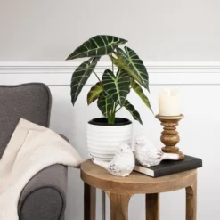 Northlight Real Touch™ Artificial Taro Plant In Black Pot 18"