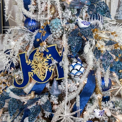 Northlight 16" Blue And Gold "JOY" Metal Christmas Wall Sign 5 Northlight 16" Blue And Gold "JOY" Metal Christmas Wall Sign - Image 5