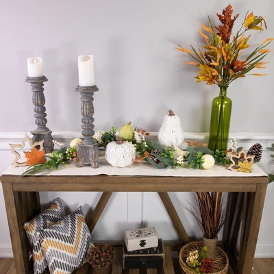 Northlight 5' X 6" Green Gourds And Foliage Artificial Fall Harvest Garland - Unlit 2 Northlight 5' X 6" Green Gourds And Foliage Artificial Fall Harvest Garland - Unlit - Image 2